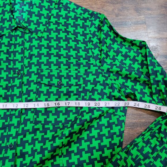 Michael MICHAEL KORS Green Geometric Pattern Button Up Long Sleeve Shirt Size 1X - Picture 7 of 9